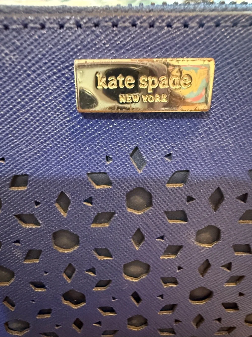 kate spade Blue Cedar Street perforated Lacey zip around Wallet - Picture 2 of 9